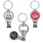 JST21400 Round Nail Clipper With Bottle Opener Keyring And Custom Imprint